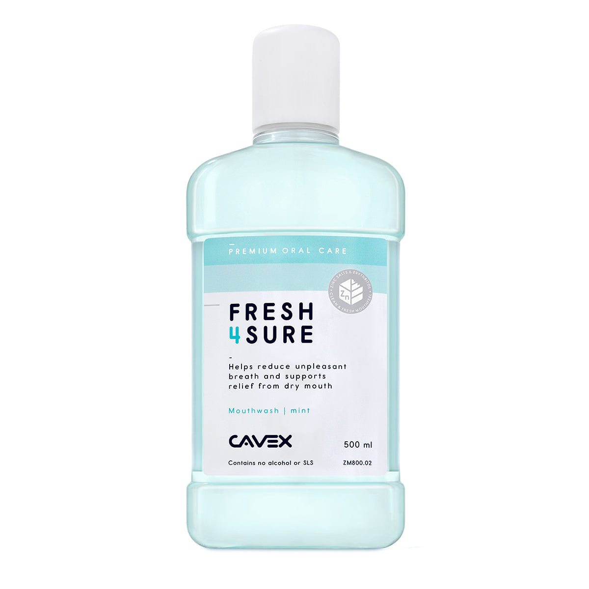 Cavex Fresh4sure mondspoeling flacon van 500 ml met witte dop