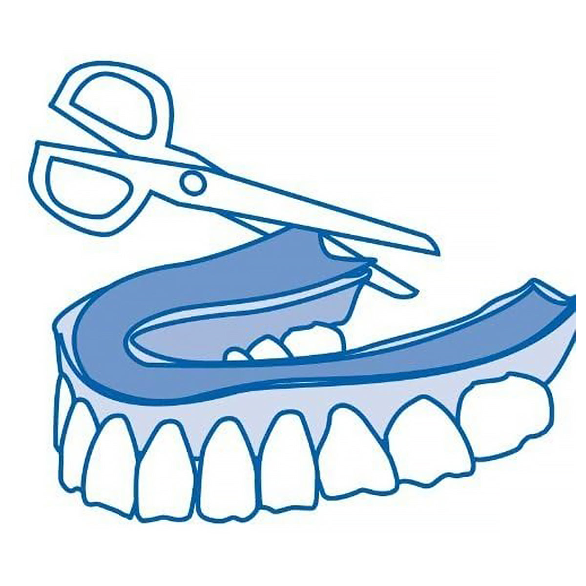 Fittydent kleefstrip met schaar op maat knippen voor gebitsprothese