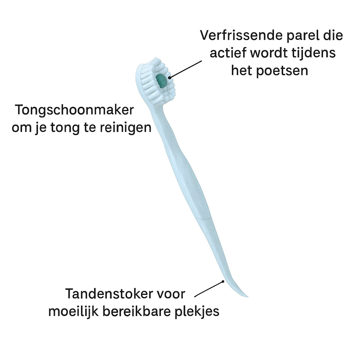 Smile On The Move tandenborstel met tongschoonmaker, verfrissende parel en tandenstoker uitgelicht