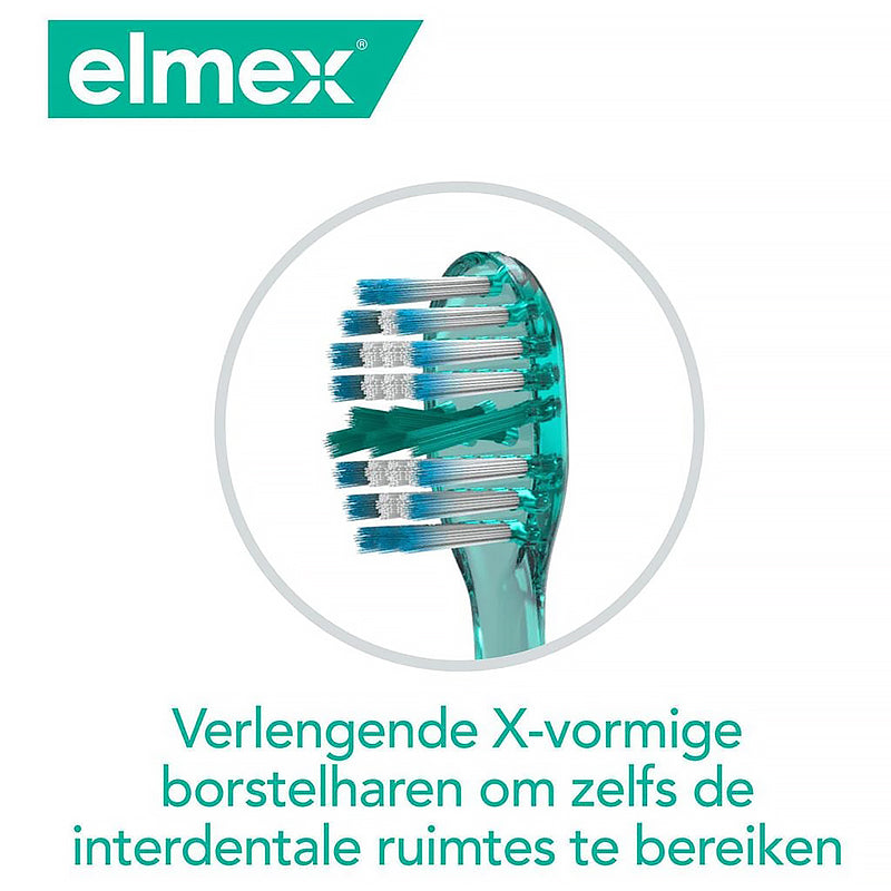Elmex Sensitive Extra Soft tandenborstel, close-up van X-vormige borstelharen