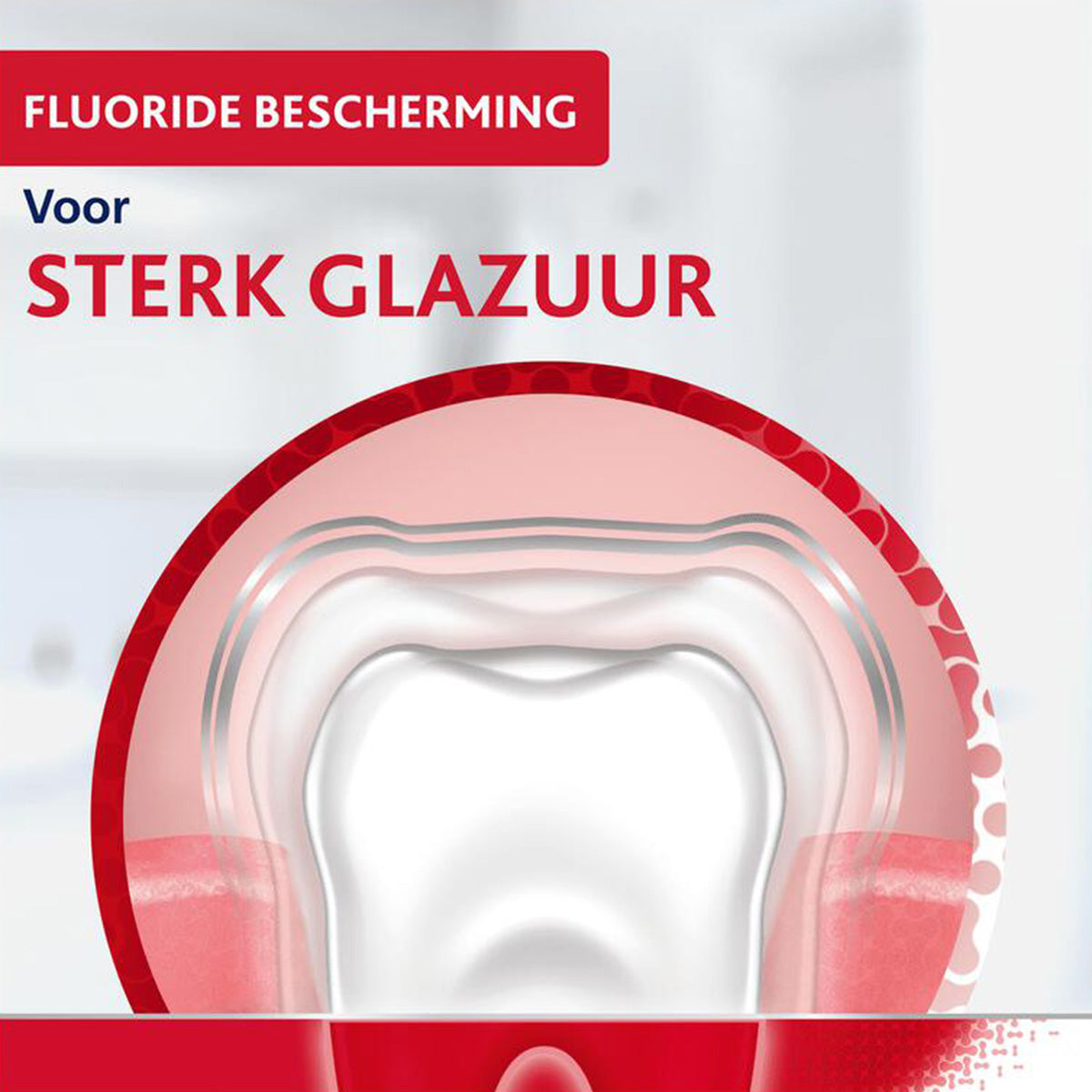 Parodontax illustratie tandglazuur met tekst fluoride bescherming voor sterk glazuur