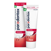 Parodontax Original tandpasta verpakking en tube van 75ml naast elkaar