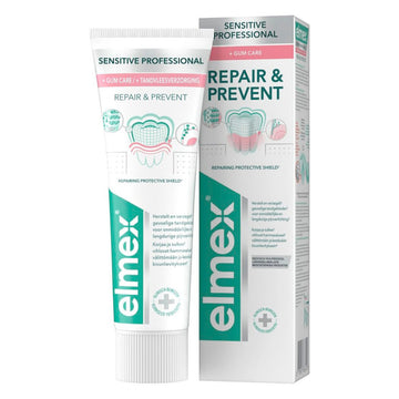 Elmex Sensitive Professional Repair&Prevent tandpasta tube naast verpakking