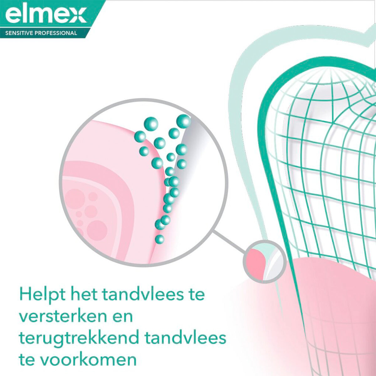 Elmex Sensitive Professional illustratie tandvlees versterken en terugtrekking voorkomen