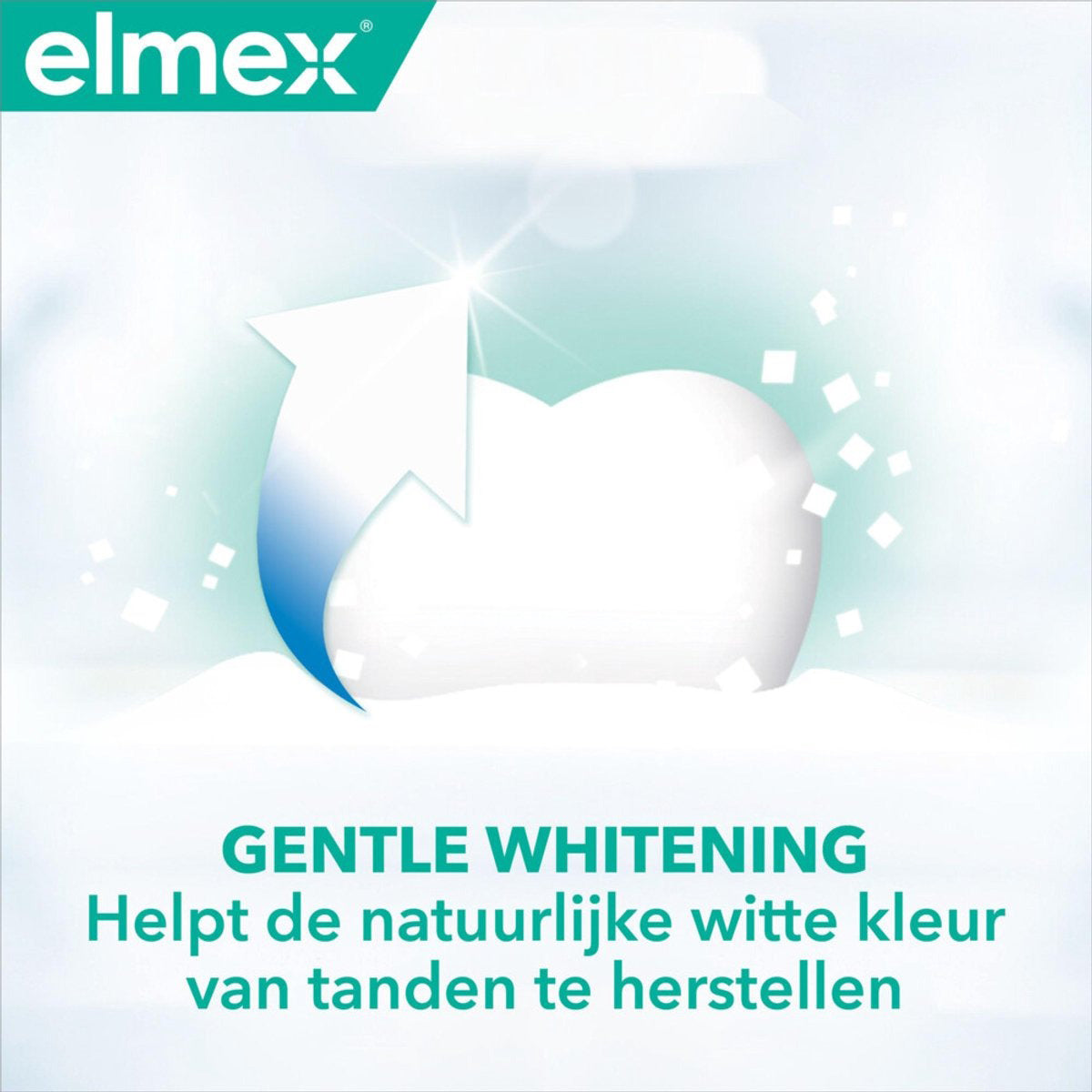 Elmex Sensitive Gentle White tandpasta illustratie natuurlijke witte tandkleur herstellen