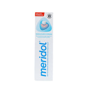 Meridol tandvleesbescherming tandpasta verpakking met nieuwe formule vermelding