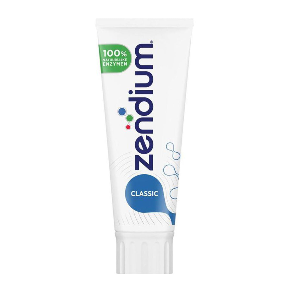 Zendium Tandpasta Classic tube met 100% natuurlijke enzymen vermelding
