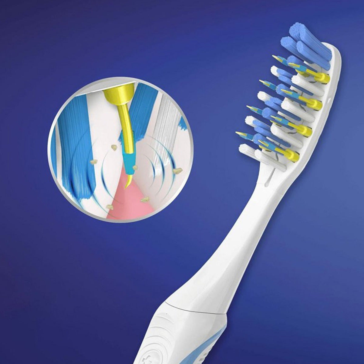 Oral-B Pro Expert Pulsar 35 Medium detailopname borstelkop met uitvergroting reinigende beweging