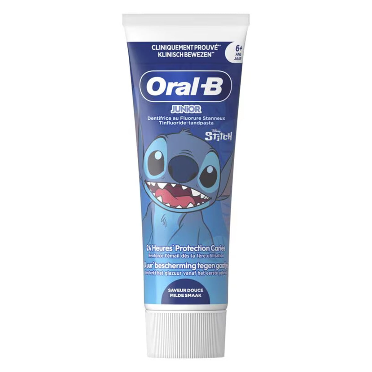 Oral-B Tandpasta Junior Stitch 6-12 jaar, tube met Disney Stitch afbeelding