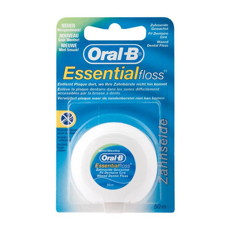Oral-B Essential Floss mint waxed tandzijde in blauwe verpakking, 50 meter