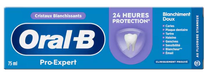 Oral-B Tandpasta Pro-Expert Gezond wit verpakking met Franse tekst en tand-icoon