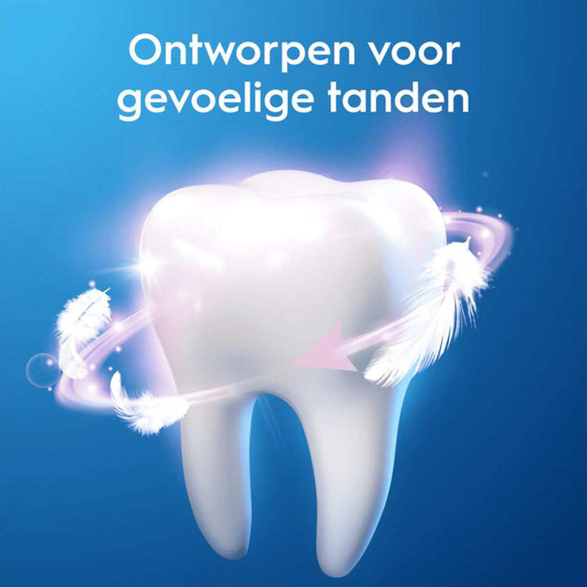Oral-B Pro-Expert Gevoeligheid tandpasta illustratie tand met tekst ontworpen voor gevoelige tanden