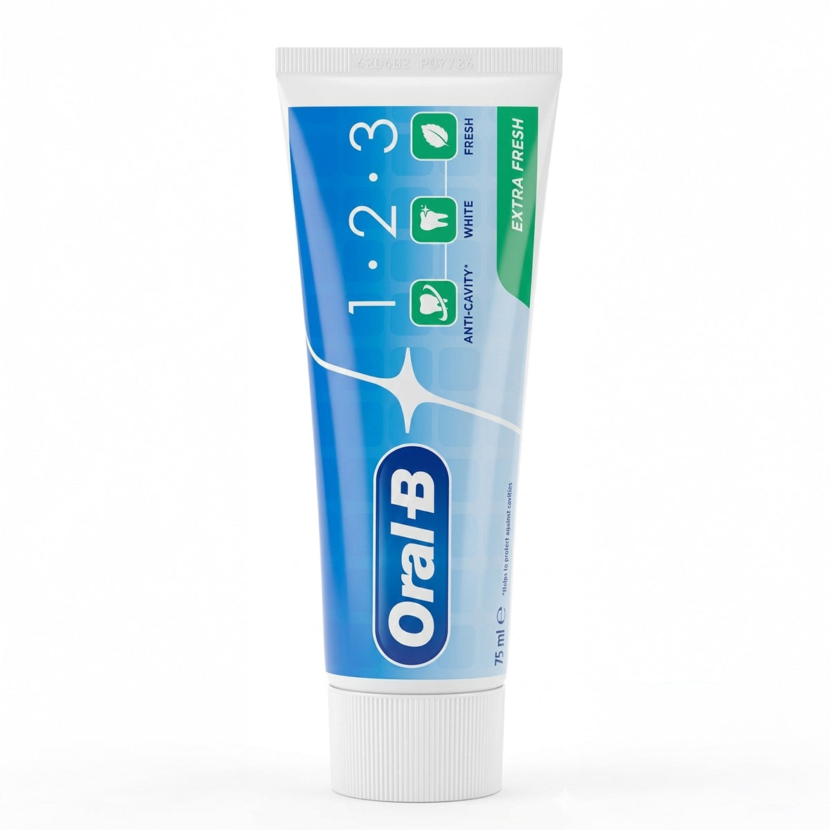 Oral-B Tandpasta 1-2-3 Extra Fresh tube van 75 ml met witte dop