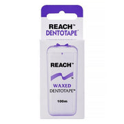 Reach Dentotape Waxed verpakking met paarse doos en flosdispenser 100m