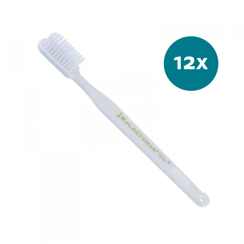 Lactona tandenborstel M40 medium wit met gouden opdruk, 12x verpakking