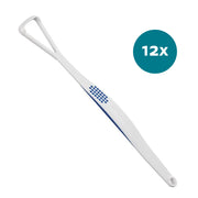 Lactona IQ Tongreiniger wit met blauw handvat, verpakking van 12 stuks