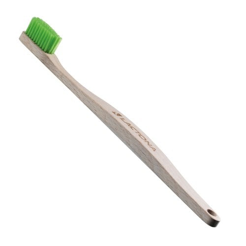 Lactona EcoBrush tandenborstel soft met houten steel en groene haren
