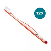 Lactona tandenborstel IQ Medium in oranje met witte haren, verpakking van 12 stuks