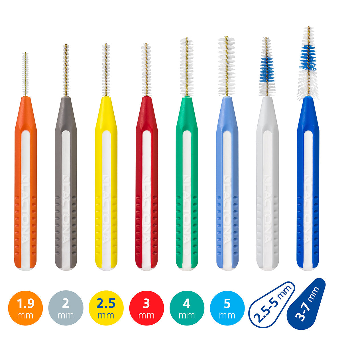 Lactona Easygrip Ragers volledige kleurenreeks met maten van 1,9 tot 3-7 mm