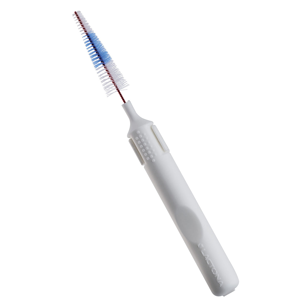 Lactona rager houder met blauw-witte ragerborstel in wit handvat