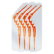 Lactona Travelbox voor FlexPick met vier oranje tandenstokers in doorzichtig etui