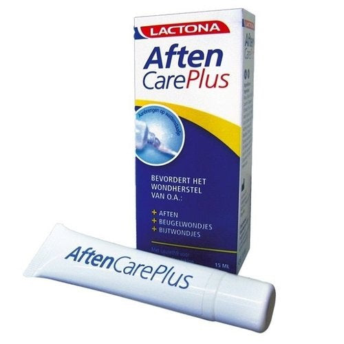 Lactona AftenCare Gel verpakking en tube van 15 ml naast elkaar