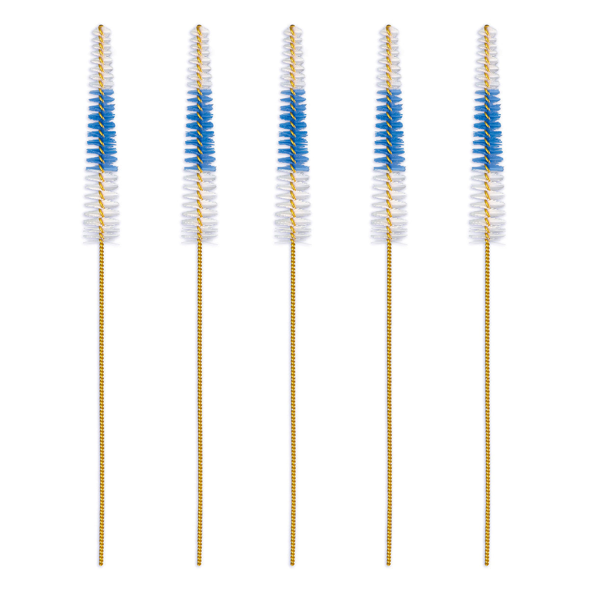 Lactona ragers Easydent A 2,5-5mm geel, vijf ragers met witte en blauwe borstelkop