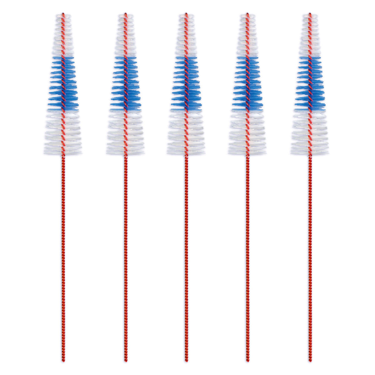 Lactona ragers Easydent B 3,1-8mm rood, vijf ragers met witte en blauwe conische borstels