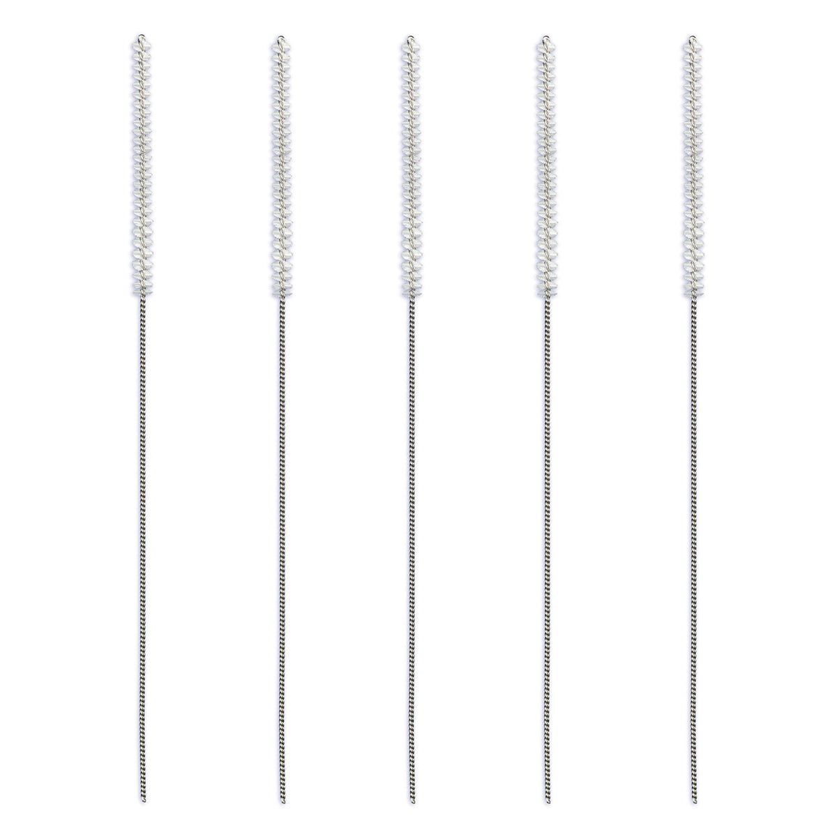 Lactona ragers XXXS 2mm zilver, vijf ragers met dunne draadsteel op een rij