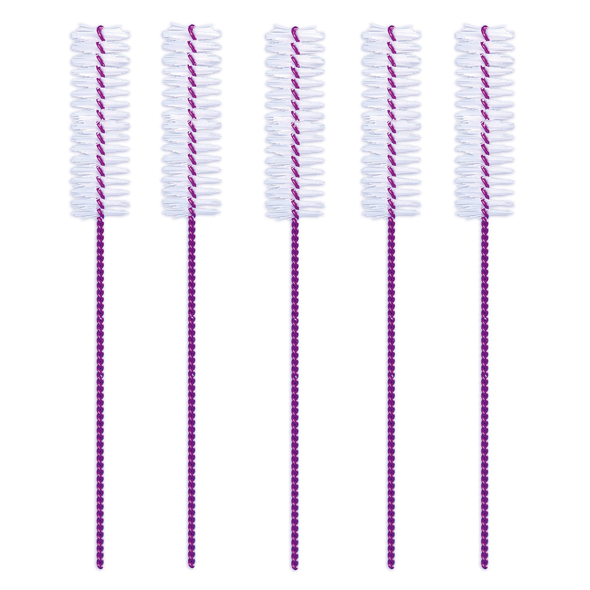 Lactona ragers L 8mm violet, vijf paarse ragers met witte cilindrische borstels