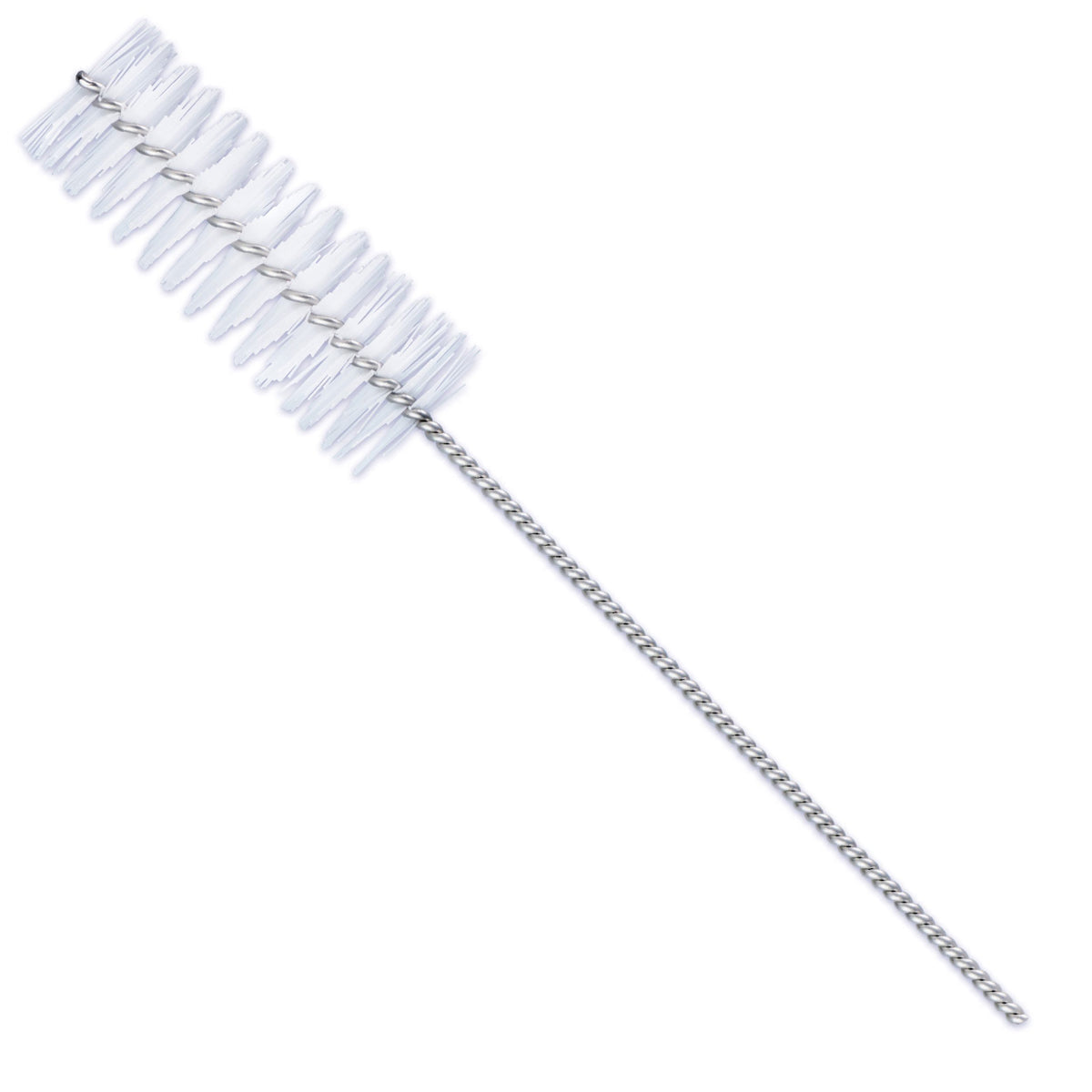 Lactona ragers XL 10mm transparant, close-up van draadborstel met witte haren