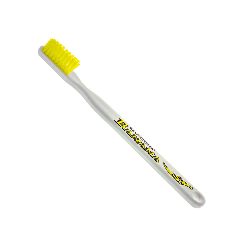 Lactona tandenborstel Toby Fruity met witte steel en gele haren