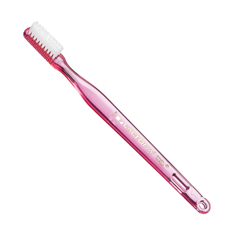 Lactona tandenborstel M31 Soft roze doorzichtig handvat met witte haren