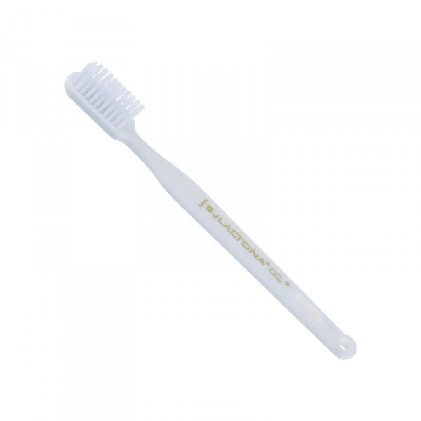 Lactona tandenborstel M40 Medium, witte borstel met goudkleurig logo op de steel