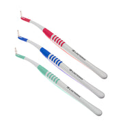 Lactona Proxabrush houders type A in rood, blauw en groen naast elkaar