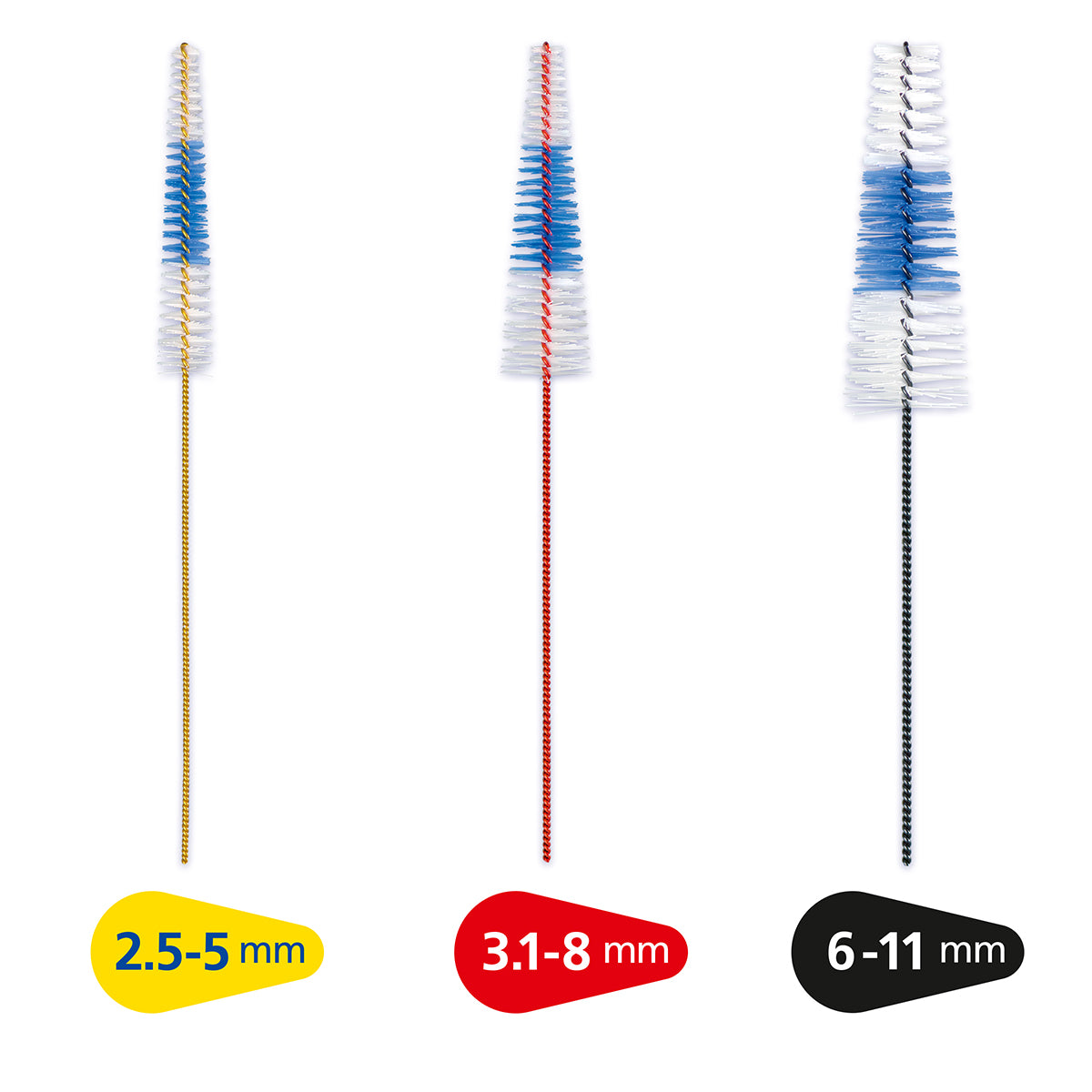 Lactona ragers Easydent B in maten 2,5-5mm, 3,1-8mm en 6-11mm naast elkaar