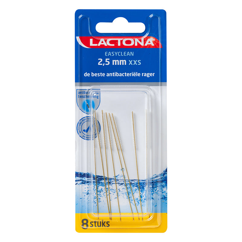 Lactona Easyclean ragers XXS-long 2,5 mm verpakking met 8 stuks