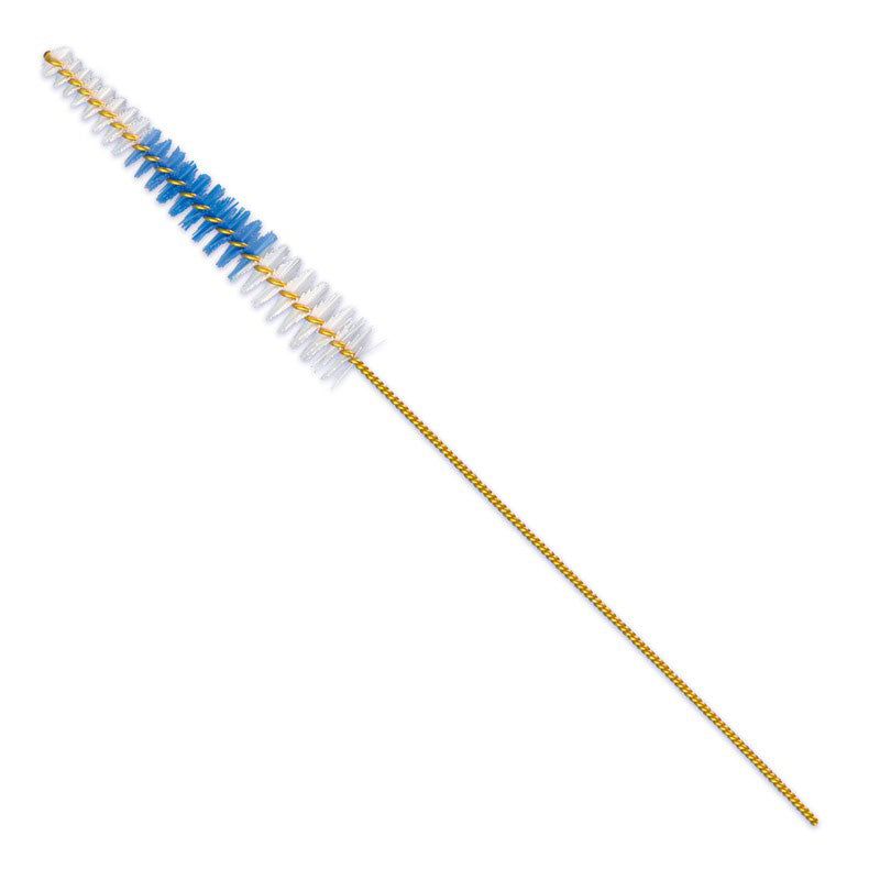 Lactona Easydent rager met witte en blauwe nylon haartjes en gouden steel