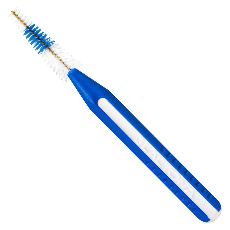 Lactona Easygrip rager Type B blauwe borstel met witte handgreep in close-up