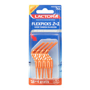 Lactona FlexPicks 2in1 M/L verpakking met oranje interdentale rager, 20 stuks