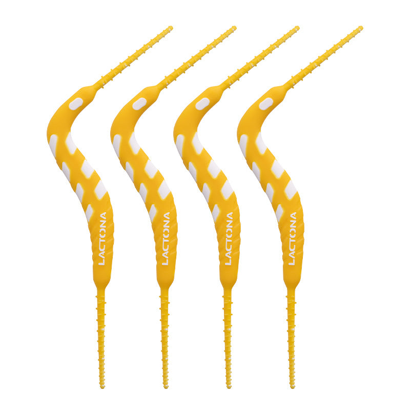 Lactona FlexPicks 2in1 XS/S vier gele tandenstokers met flexibele ragerkant