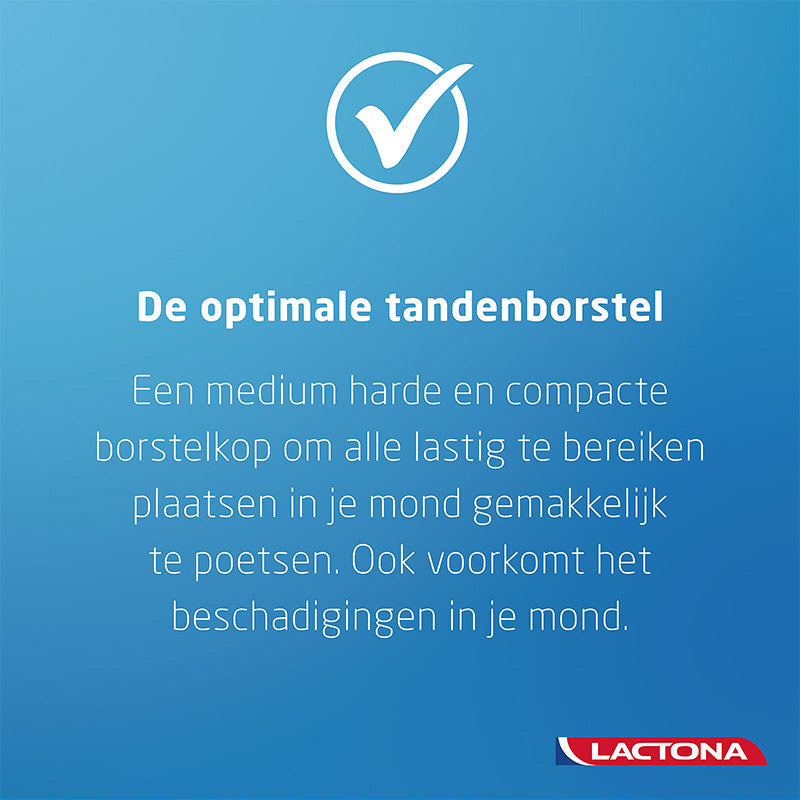 Lactona Nylon IQ Plus Medium tekst over medium harde compacte borstelkop