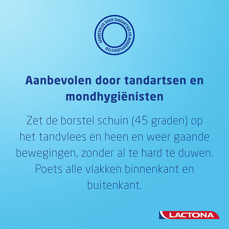 Lactona Nylon IQ Plus Soft tandenborstel poetsinstructie en aanbeveling tandartsen