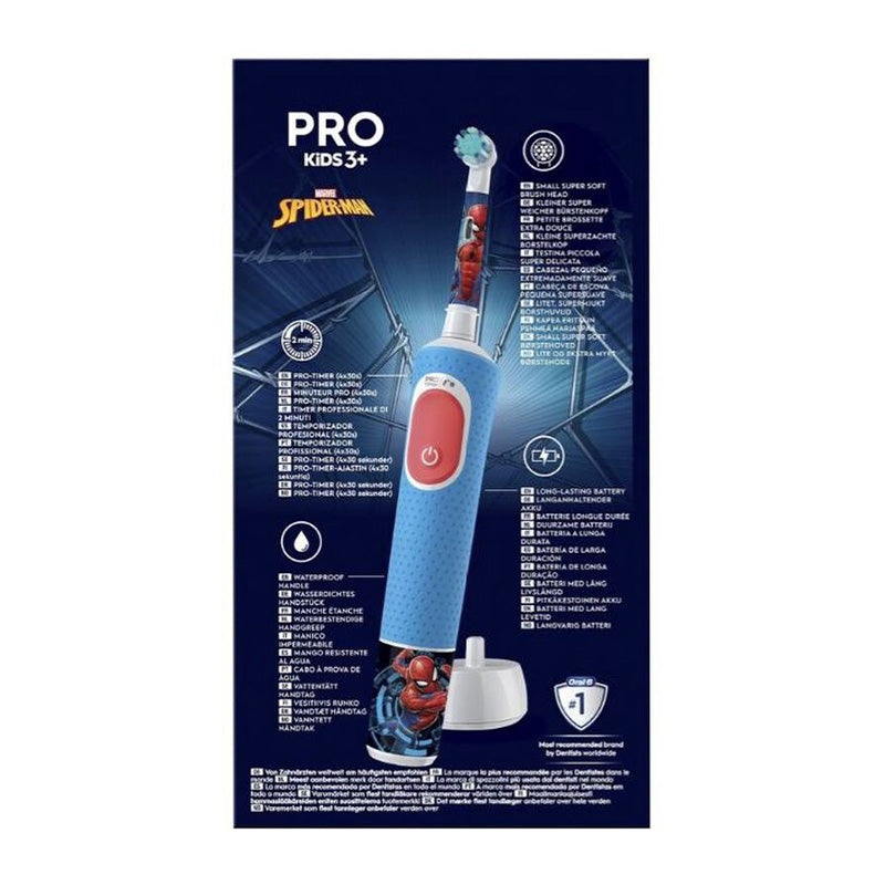 Oral-B Vitality Pro 103 Kids Spiderman verpakking met productkenmerken en oplader