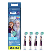 Oral-B Kids Frozen X-Soft EB10S-4 opzetborstels verpakking met vier opzetborstels ernaast