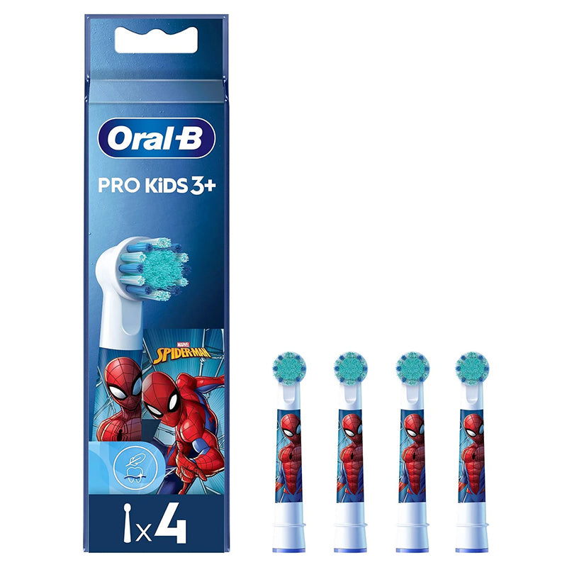 Oral-B Pro Kids Marvel Spiderman opzetborstels verpakking met vier losse opzetborstels