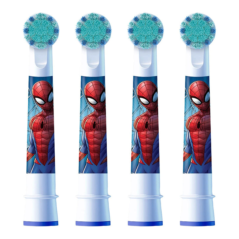 Oral-B Pro Kids Marvel Spiderman opzetborstels, vier stuks naast elkaar