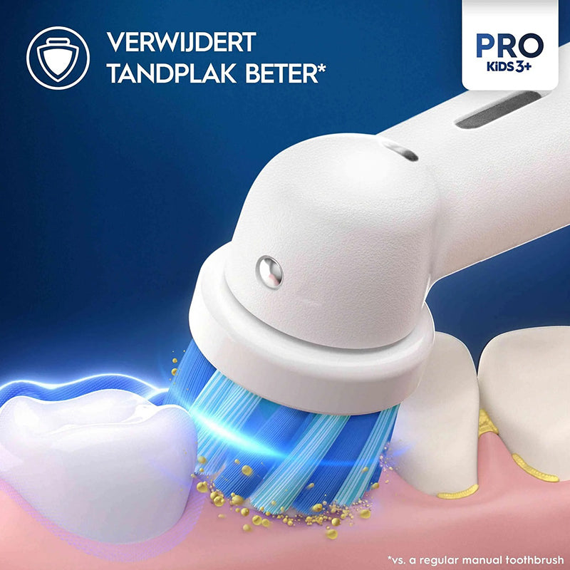 Oral-B Pro Kids opzetborstel verwijdert tandplak beter op tanden