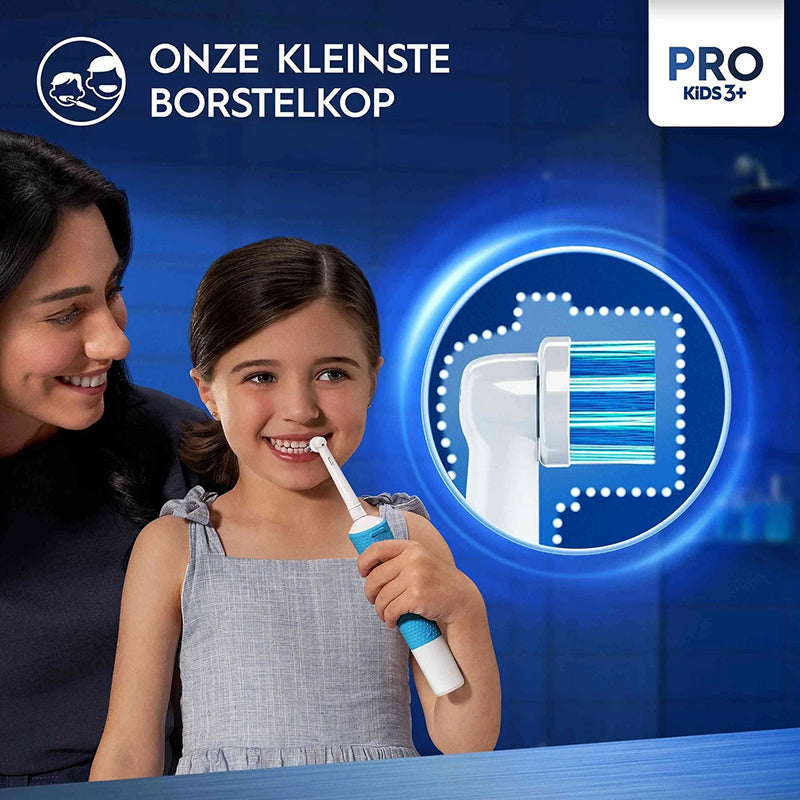 Oral-B Pro Kids opzetborstel detailweergave kleinste borstelkop met meisje