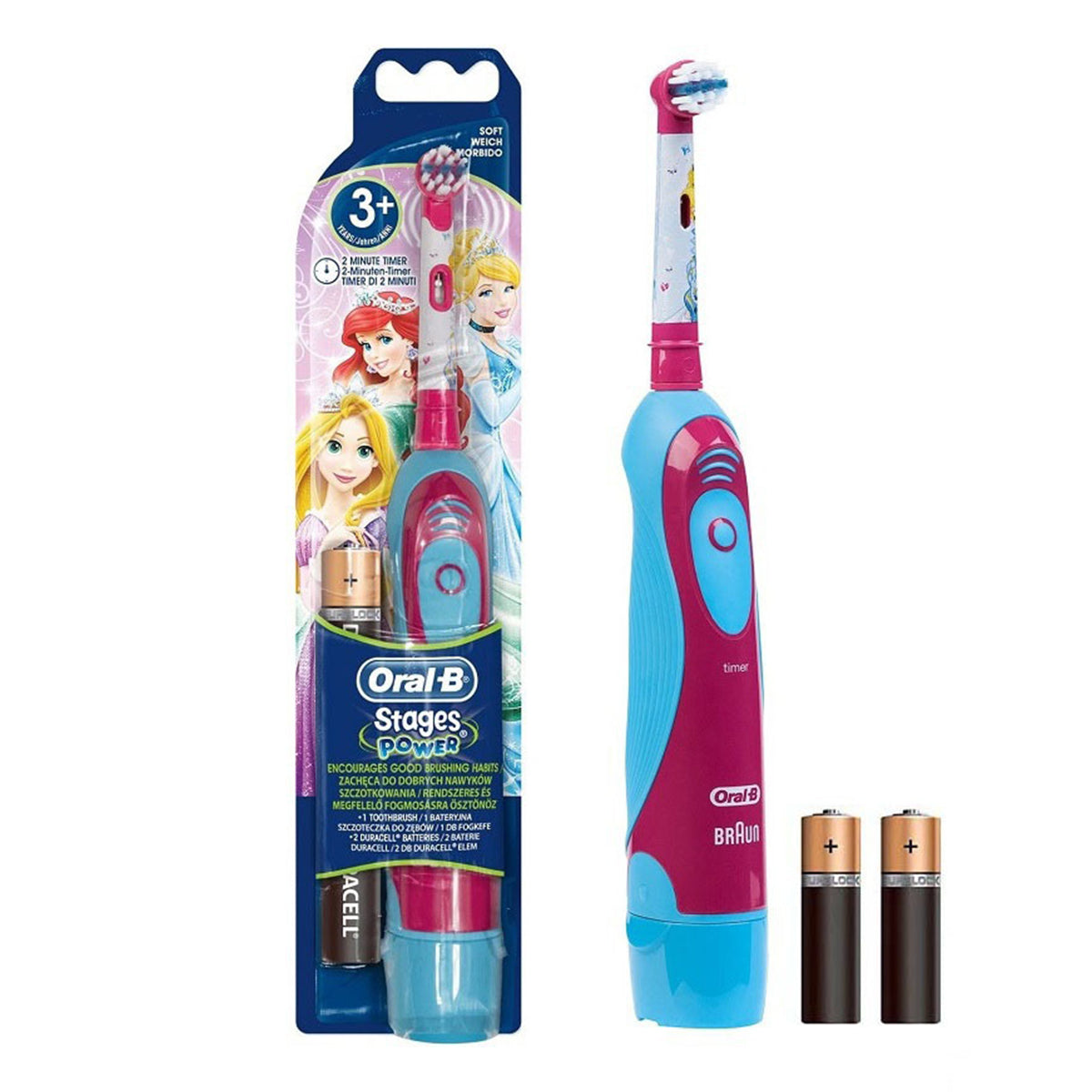 Oral-B Stages Power Kids Princess batterijtandenborstel met verpakking en batterijen